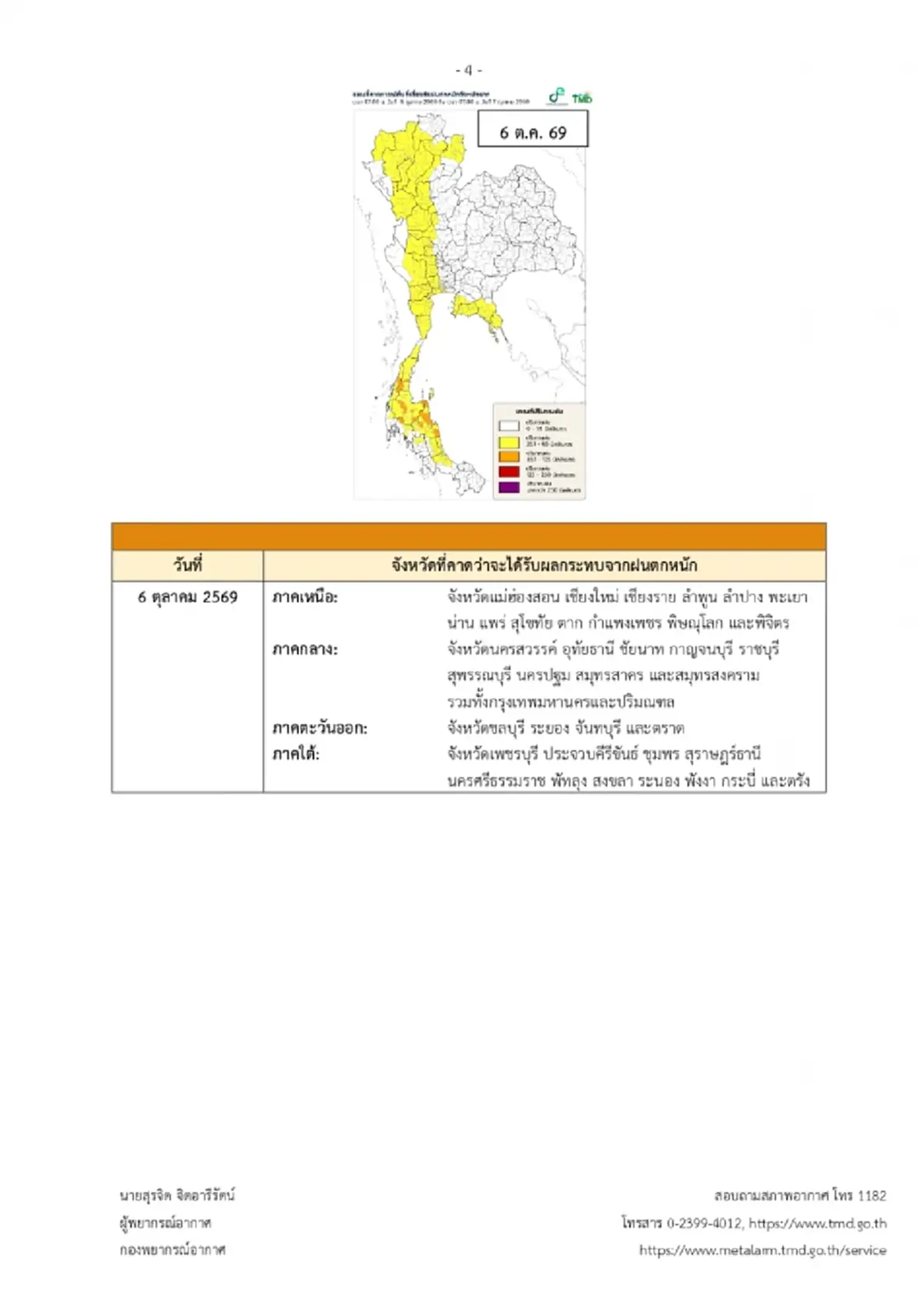 อุตุฯ เตือน ฉ.7 อากาศแปรปรวน 4 ถึง 7 ต.ค. ฝนตกหนักถึงหนักมาก