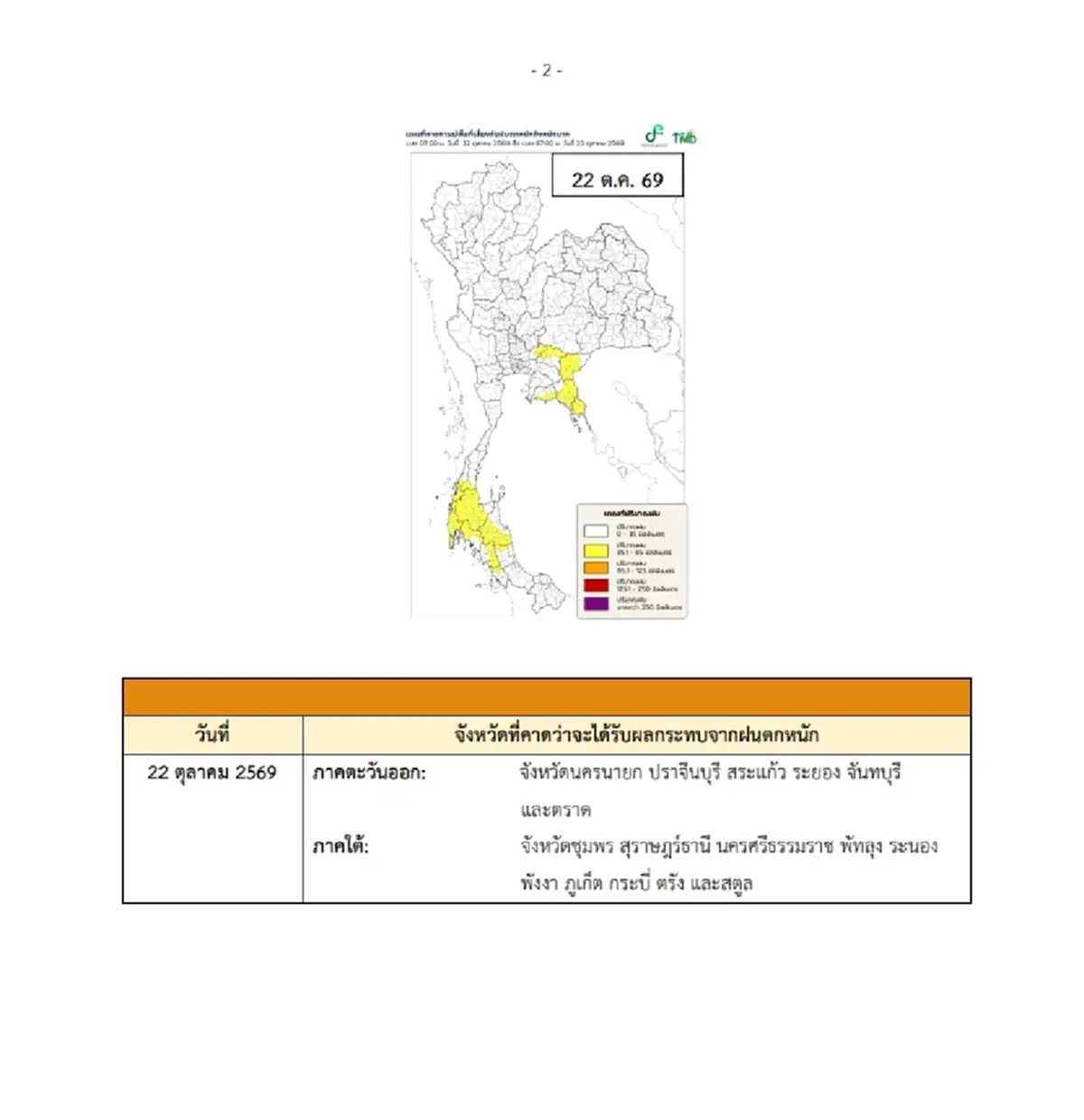 ประกาศ ฉ.11 ฝนตกหนักถึงหนักมาก 22-25 ต.ค. เช็ก 16 จังหวัด โดนเต็ม ๆ วันนี้