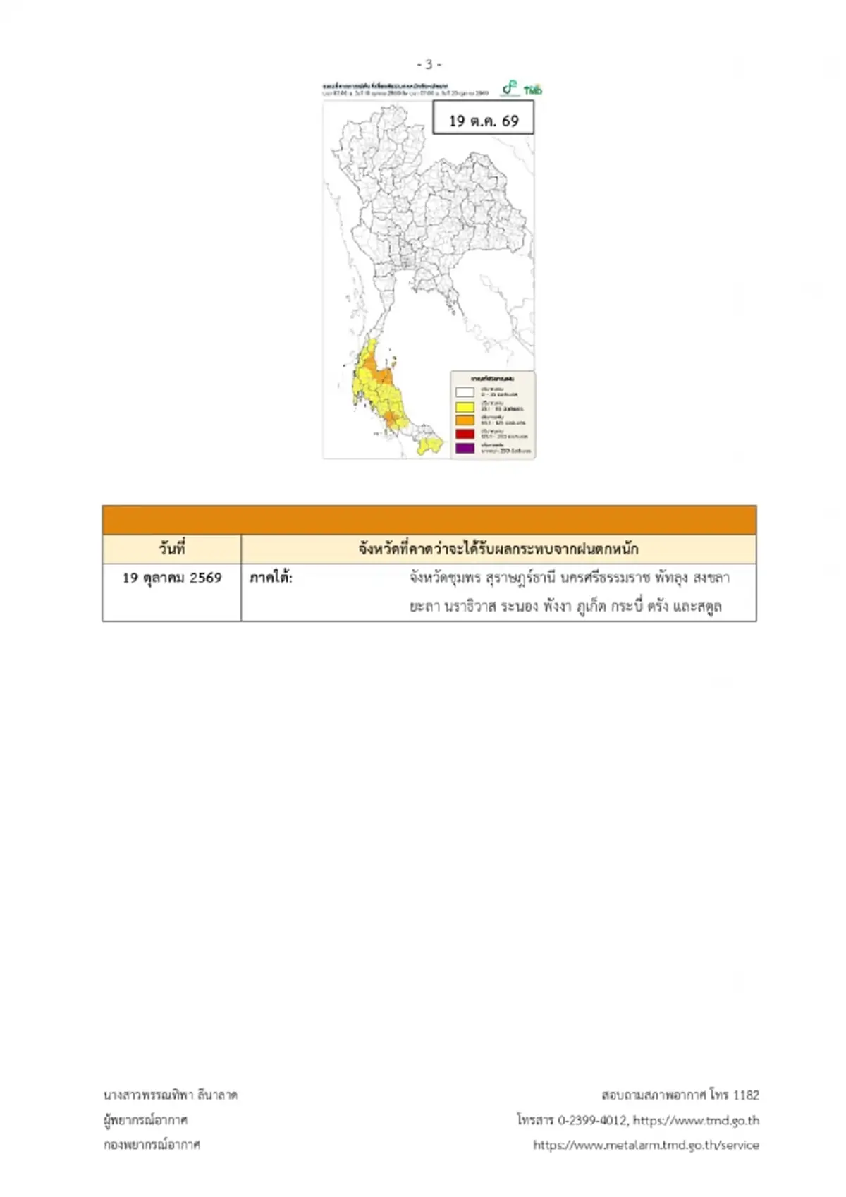 เปิดพื้นที่สีแดง เตือน ฉ.4 ฝนตกหนักถึงหนักมาก ช่วง 18 ถึง 25 ต.ค.นี้