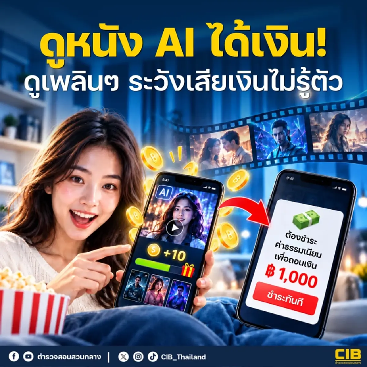 ตำรวจเตือนเอง "ชอบดูหนังAI" ถ้าพลาด อาจถึงขั้น หมดตัว ระวังให้ดี 