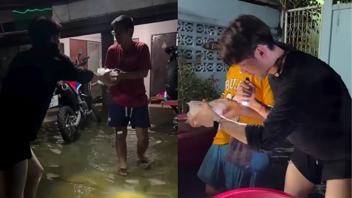 ดีเจ มะตูม เดินแหวกน้ำส่งข้าว  ย้ำวิกฤตเฉพาะหน้าช่วยได้ทันที