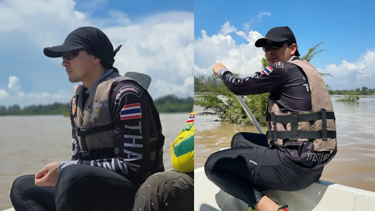 พระเอกลุยขับรถไถฝ่าน้ำท่วม ช่วยเหลือผู้ประสบภัยปราจีนบุรี