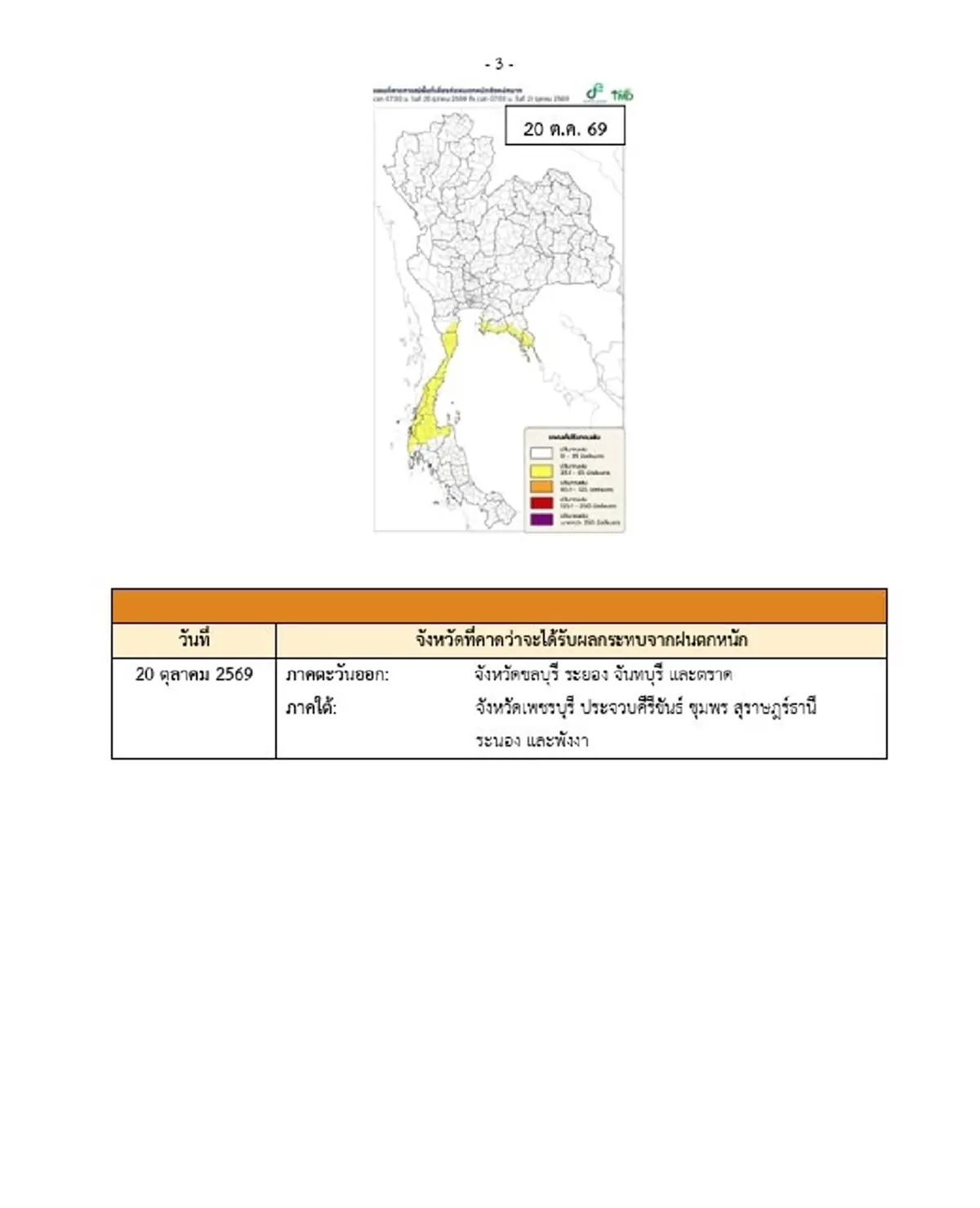 ประกาศ ฉ.5 ฝนตกหนักถึงหนักมาก 19-25 ต.ค. เช็ก 33 จังหวัด โดนเต็ม ๆ วันนี้