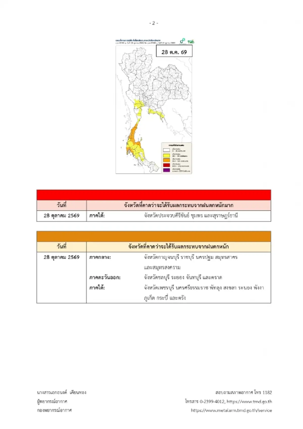 เตือน ฉ.11 ฝนตกหนักถึงหนักมาก ถึง 28 ต.ค.นี้ เช็กพื้นที่เสี่ยงภัยสีแดง