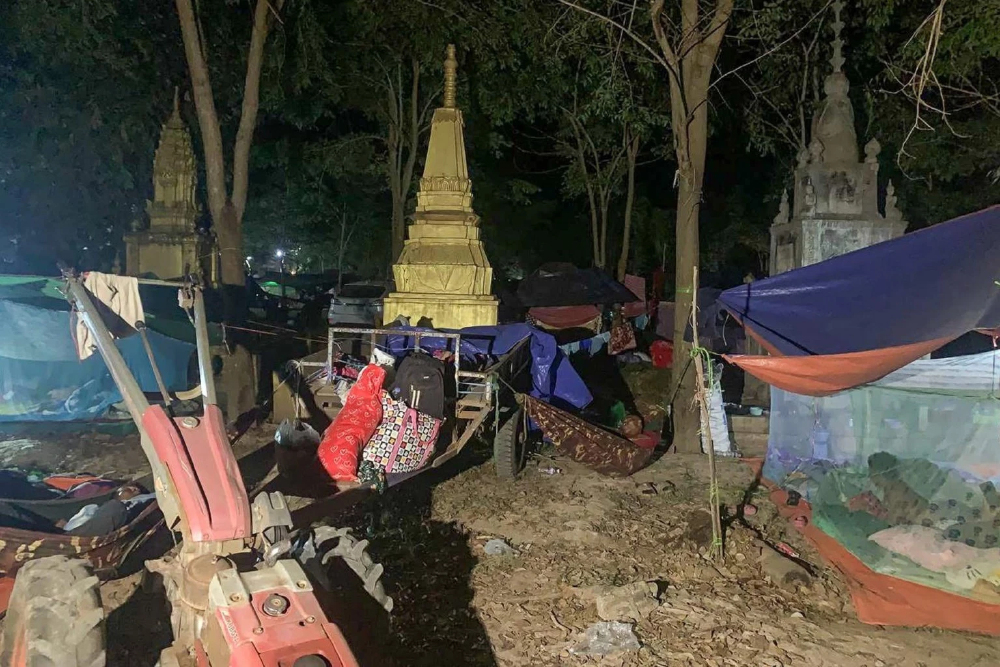 เผยภาพ สถานที่อพยพให้ชาวบ้านเขมร หลังเกิดเหตุความไม่สงบในแนวชายแดนไทย - กัมพูชา