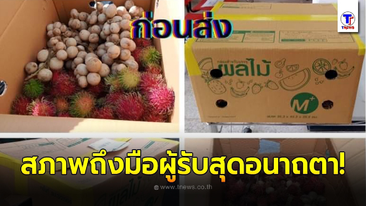 พ่อค้าเดือด เผยสภาพ ก่อน-หลัง ส่งผลไม้ให้ลูกค้า แค่ 2 วันยับเยินไร้ชิ้นดี