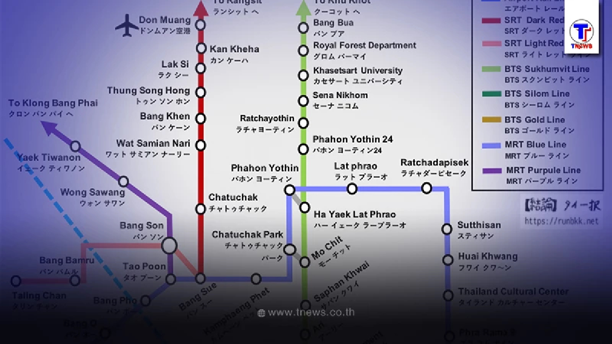 สุดยอดมาก ชาวญี่ปุ่นทำแผนผังรถไฟฟ้ากรุงเทพฯ มาครบทุกสีทุกสาย ดูเข้าใจง่าย