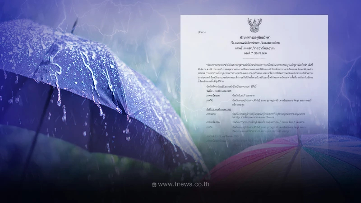 เตือนฉบับที่ 7 ไทยฝนตกหนักถึงหนักมาก วันนี้ 12 จังหวัดแรกเจอฝนถล่มก่อน