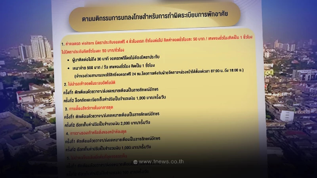 เปิดกฎเหล็กคอนโดหรู ข้อแรก ๆ ว่าหนักแล้ว ข้อสุดท้าย ถึงขั้นปรับวันละ 20,000
