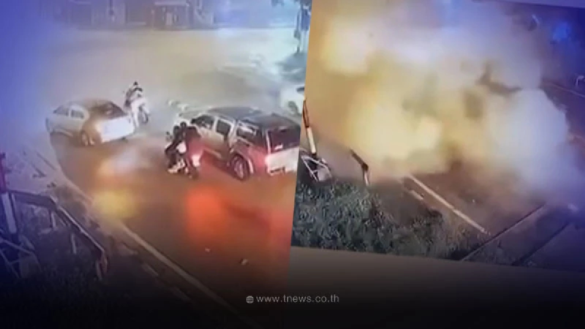 คนร้ายทำทีรถเสีย จอดนิ่งสนิทกลางสี่แยกกลางเมือง สุไหงโก-ลก ก่อนบึ้มสนั่น