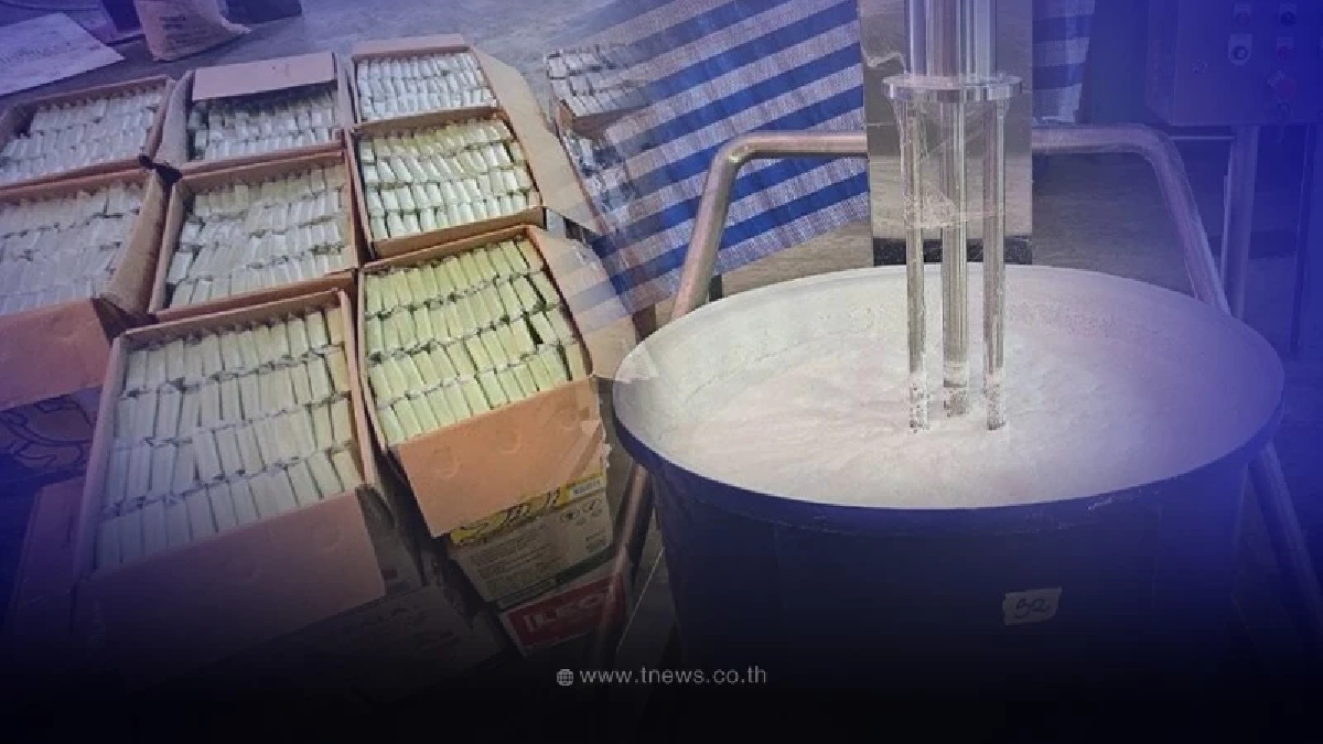 ทลายโรงงานเครื่องสำอางเถื่อน ครีมกวนดัง ย่านสมุทรปราการ ของกลางกว่า 2 ล้าน