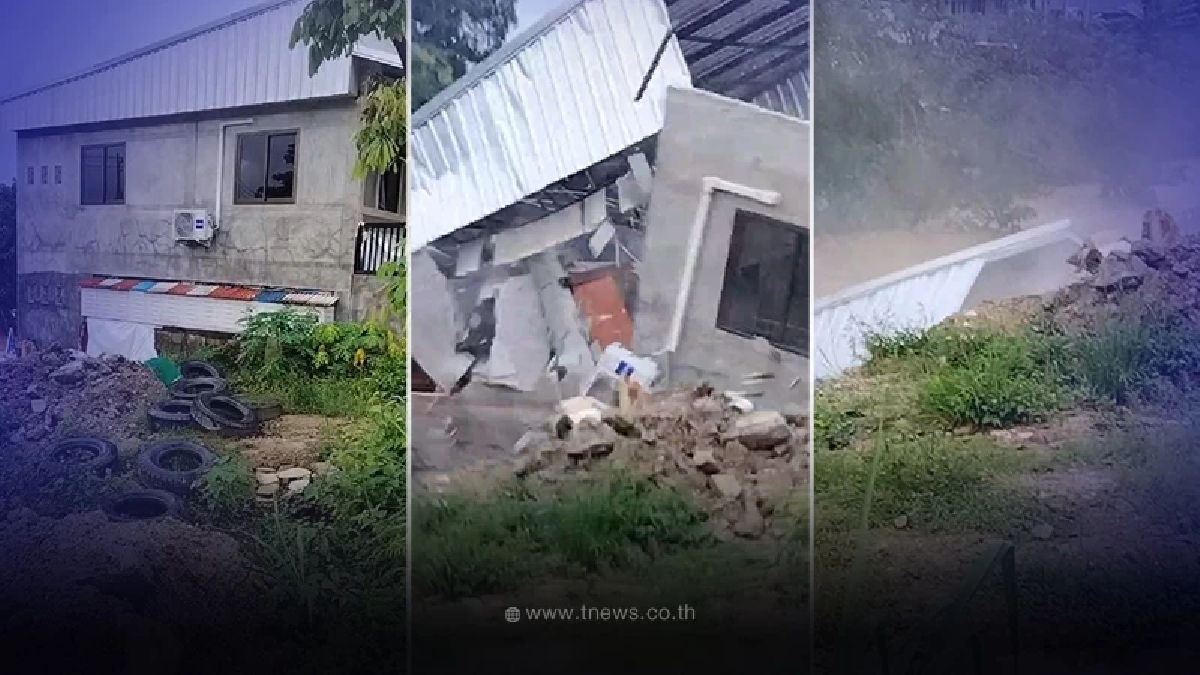 เจ้าของบ้าน ปล่อยโฮ บ้านถล่มคาตา ไลฟ์นาทีระทึกหายทั้งหลัง ไม่เหลืออะไรแล้ว