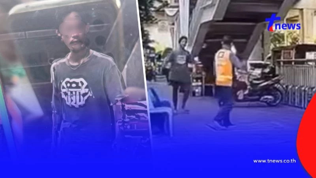 ยังจับไม่ได้ ชายคลั่ง กลางเมือง คว้าเก้าอี้ตีวิน จยย. ใต้สถานีรถไฟฟ้า