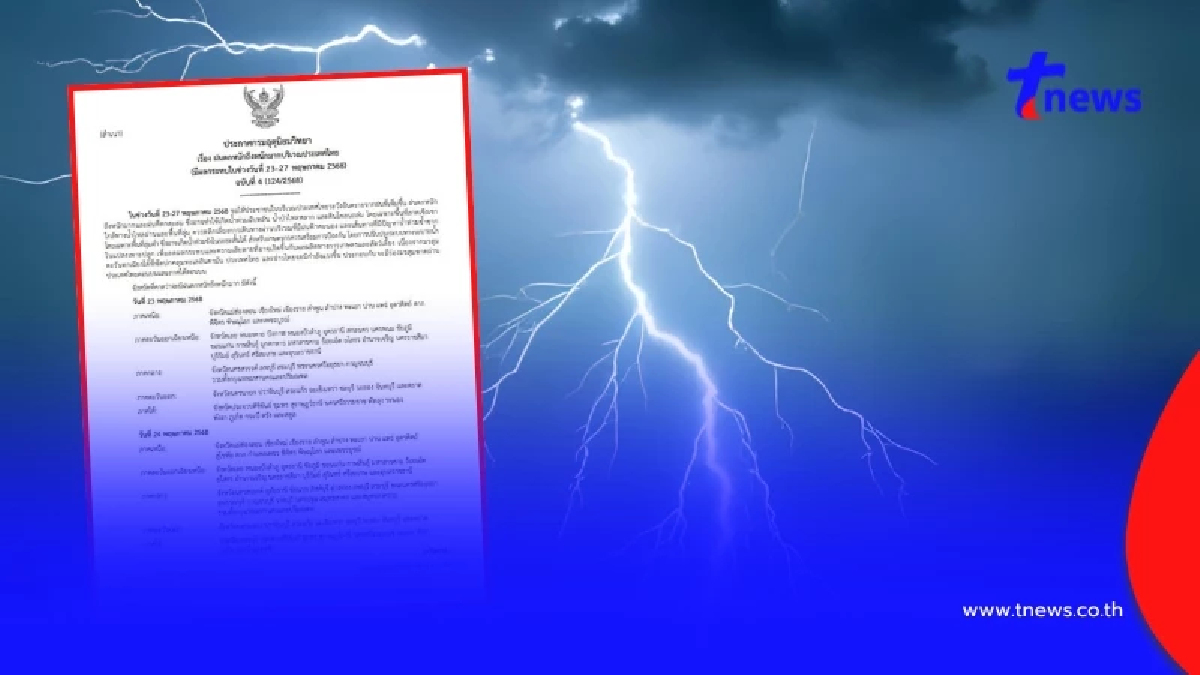 เตือนด่วนฉบับ 4 พรุ่งนี้ฝนตกหนักมาก พิกัด 63 จังหวัดอ่วม
