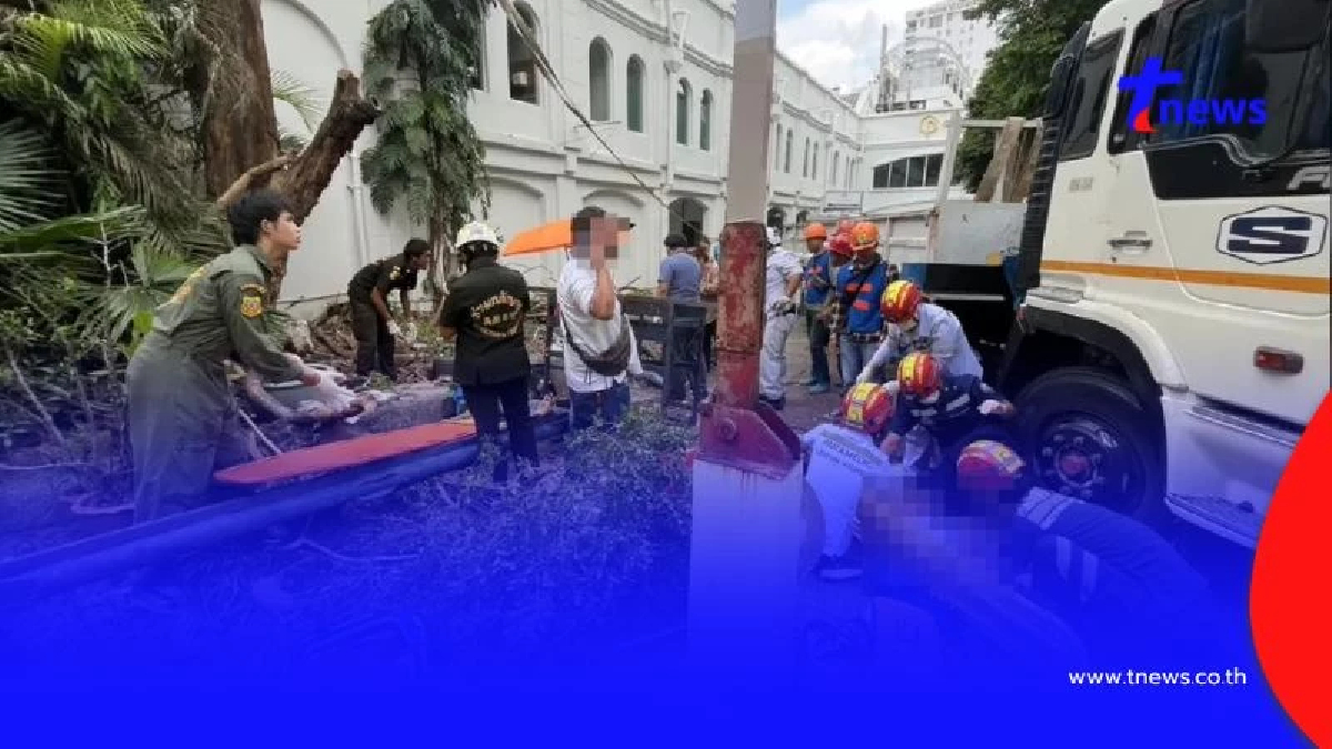 ระทึกกลางกรุง สลิงเครนขาด ซอยเจริญกรุง 40 กระเช้าตก บาดเจ็บ 3 ราย