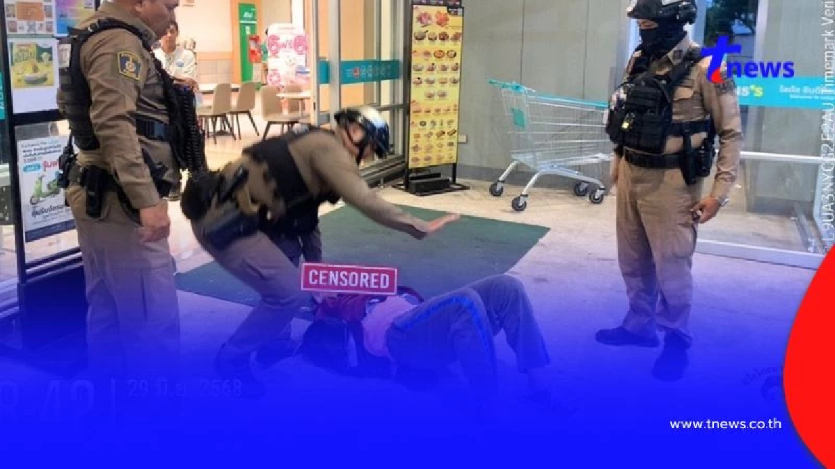 ระทึกกลางห้าง หนุ่มหวังปล้นร้านทอง ถูกตำรวจพัทยารวบตัวทันควัน