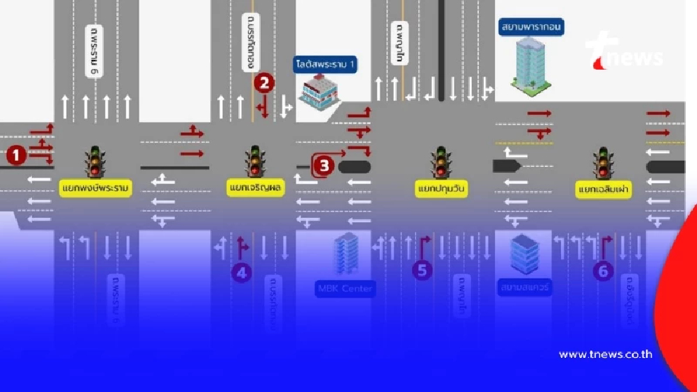 ประกาศ "ถนนพระราม1" มีการเปลี่ยนรูปแบบ การจราจร โปรดวางแผนให้ดี