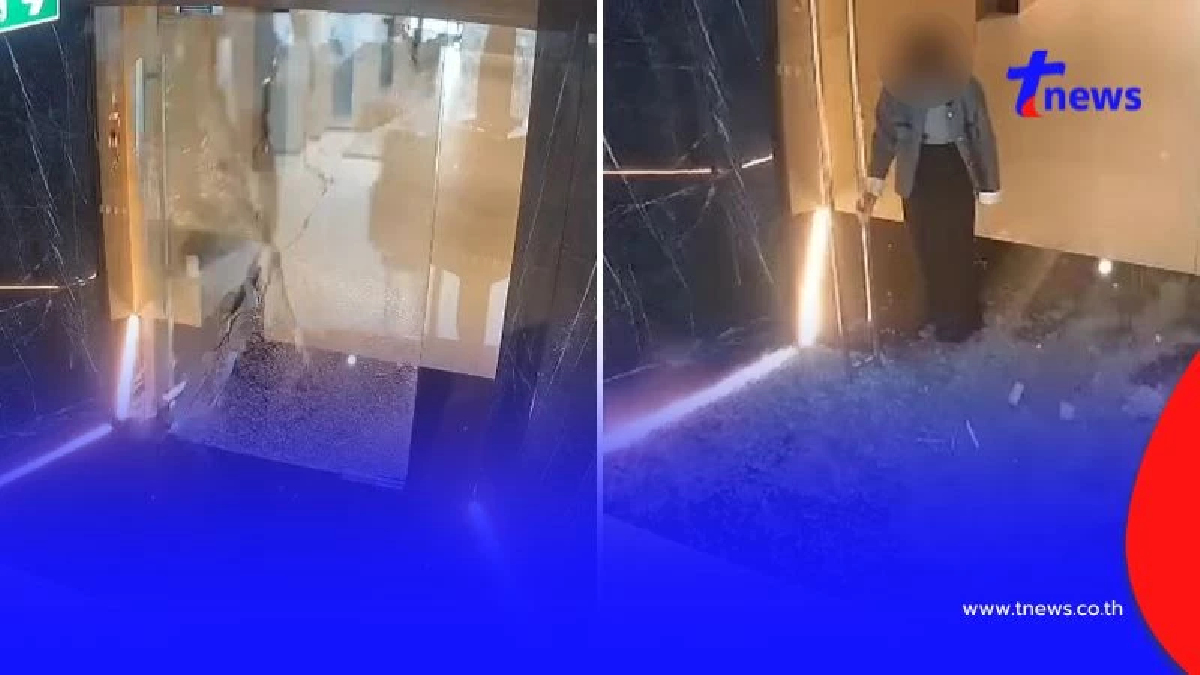 บึ้มละเอียดคามือ สาวออฟฟิศเส้นเอ็นนิ้วขาด เปิดประตูกระจกนิรภัย