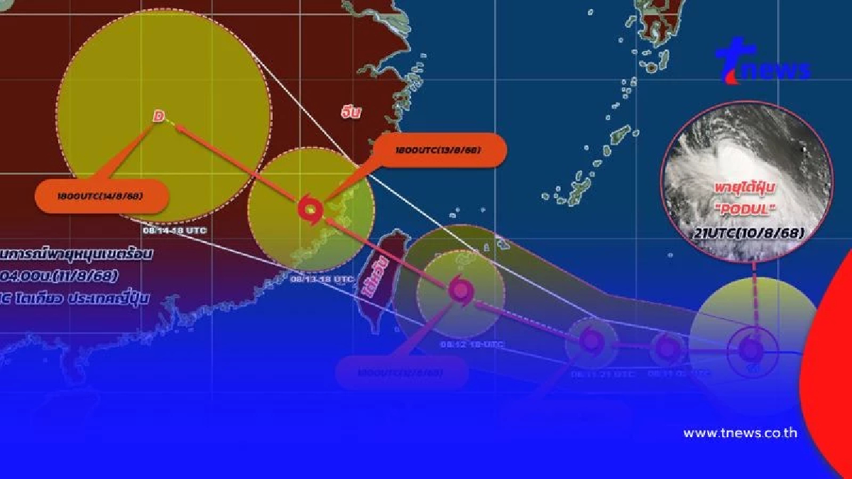 อัปเดตเส้นทาง พายุไต้ฝุ่น "โพดุล" เช็กกระทบไทยหรือไม่