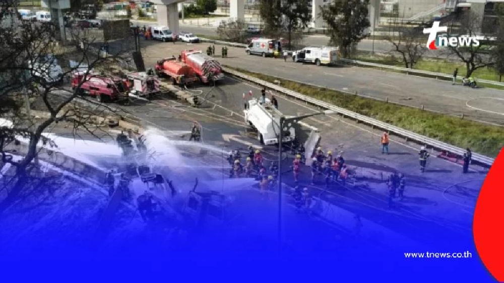 อุบัติเหตุใหญ่กลางเมืองเม็กซิโก รถบรรทุกแก๊สพลิกคว่ำ เจ็บระนาว