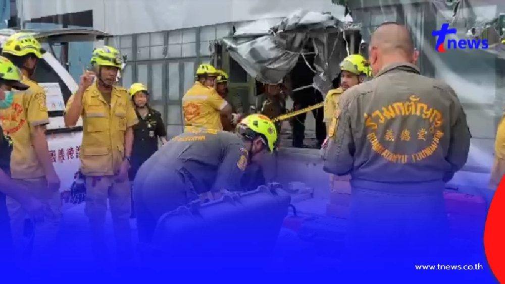 สลด คนงานถูกบันไดปูนถล่มทับร่างดับอนาถ ย่านถนนเทียมร่วมมิตร