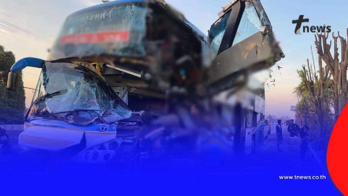 รถทัวร์โดยสาร ชนท้ายรถบรรทุก 10 ล้อ ผู้โดยสารได้รับบาดเจ็บเพียบ