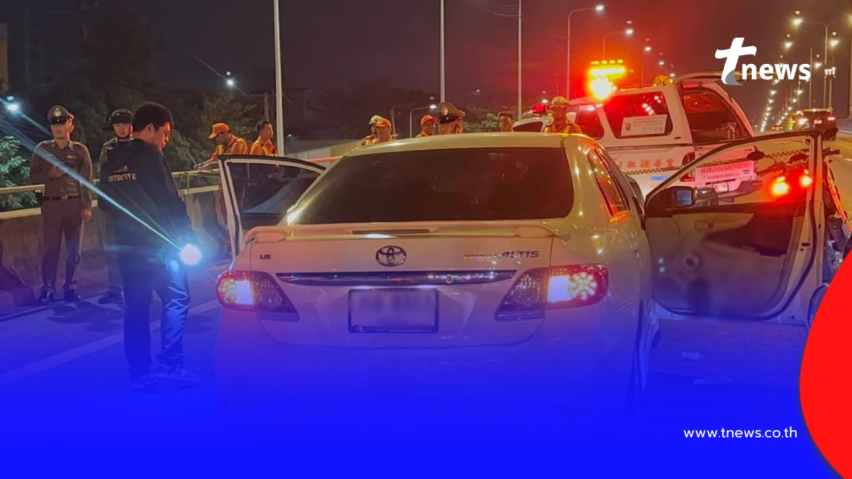 สลด พบชายถูกรัวดับคารถเก๋ง บนทางด่วนศรีรัช ด่านประชาชื่น