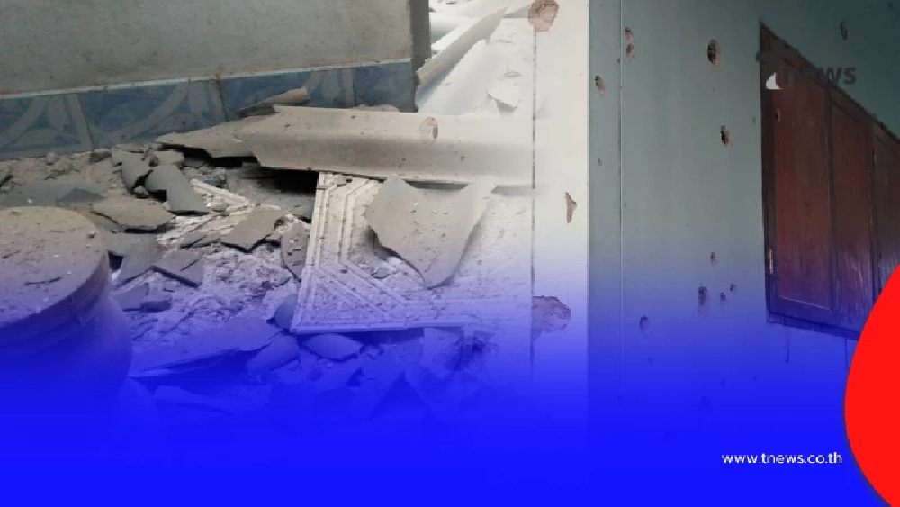 เปิดภาพความเสียหายฝั่งไทย "กัมพูชา" ละเมิดอธิปไตย ยิงกระสุนตกใส่