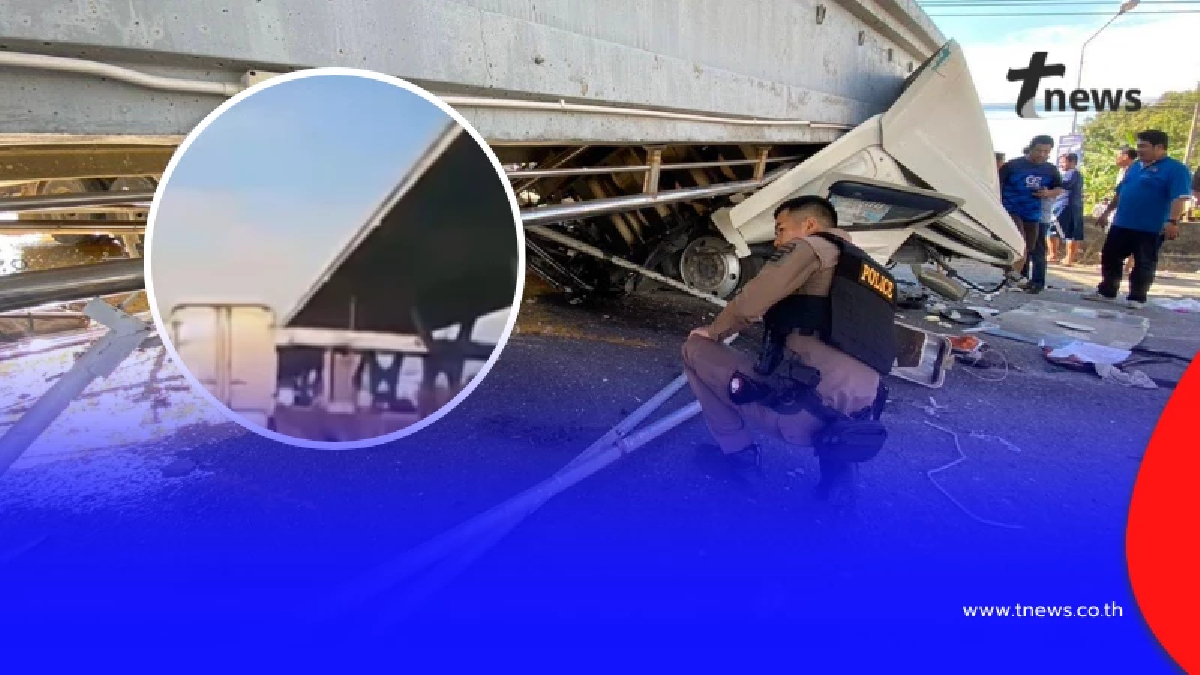 นาทีระทึก สะพานลอยบางนา-ตราด กม.34ถล่มทับรถ มีผู้เสียชีวิต