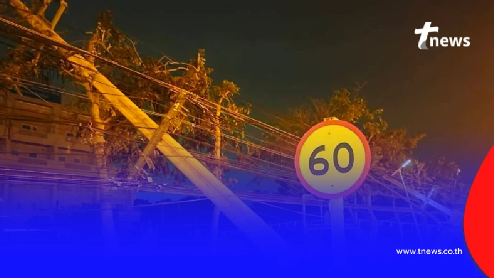 นาทีระทึกบางปู รถตู้คอนเทนเนอร์เกี่ยวสาย เสาไฟล้มระนาว 70 ต้น