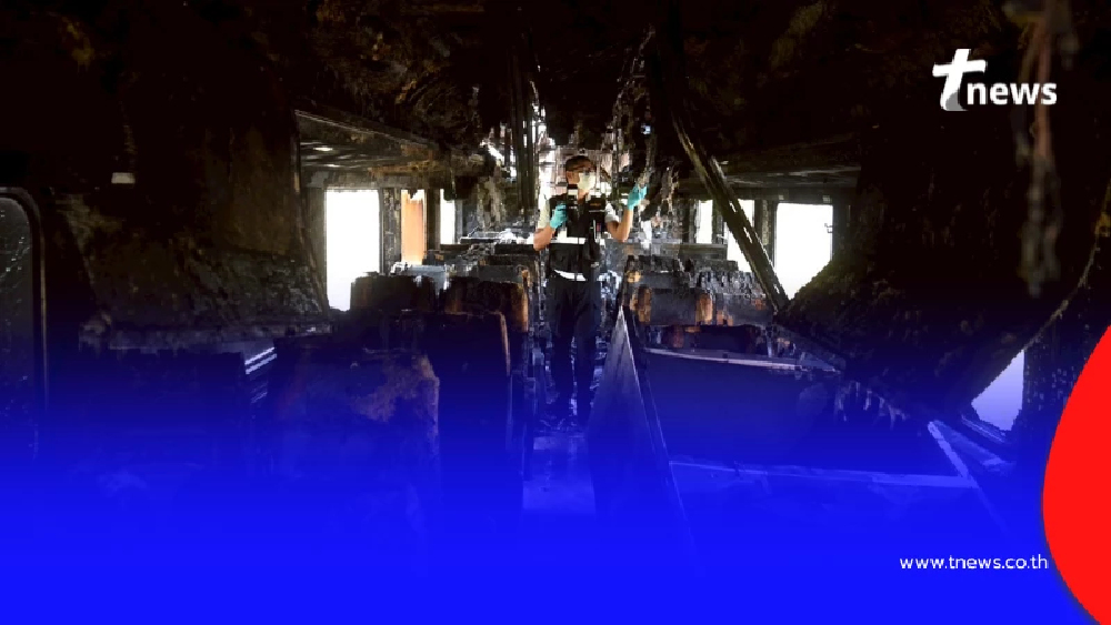 เปิดสภาพภายในโบกี้รถไฟ เสียหายหนัก เพลิงลุกไหม้รุนแรง