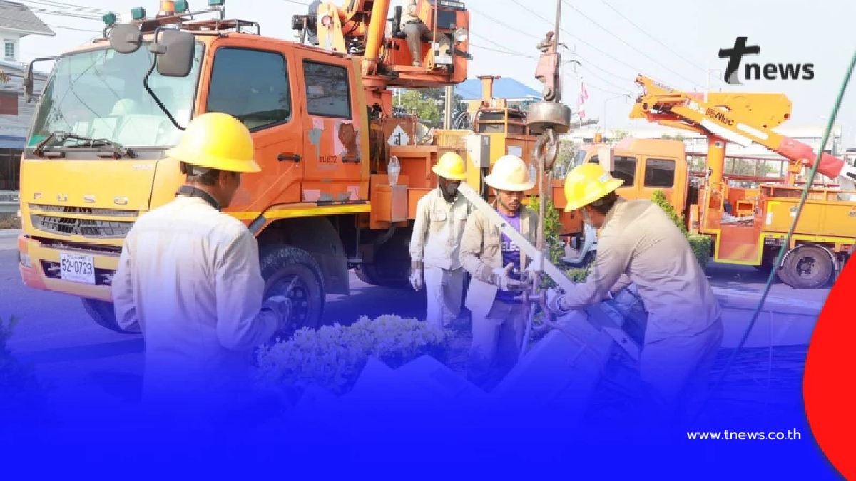 MEA ระดม 200 ชีวิต กู้ระบบไฟฟ้า เหตุเสาไฟล้มกว่า 70 ต้น บางปู