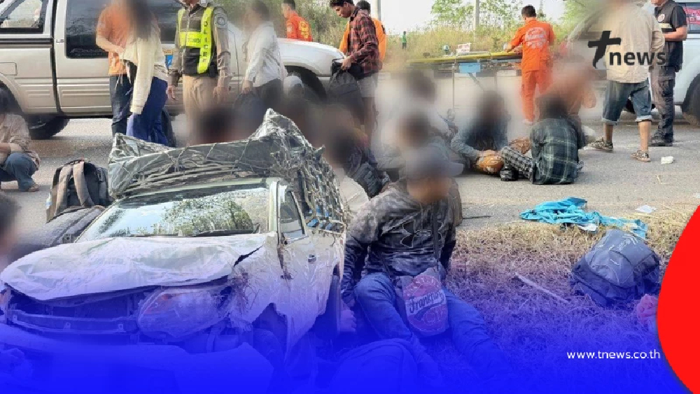 ไล่ล่าต่างด้าวแน่นกระบะ เสียหลักพลิกคว่ำ ค่าเดินทางคนละ130,000