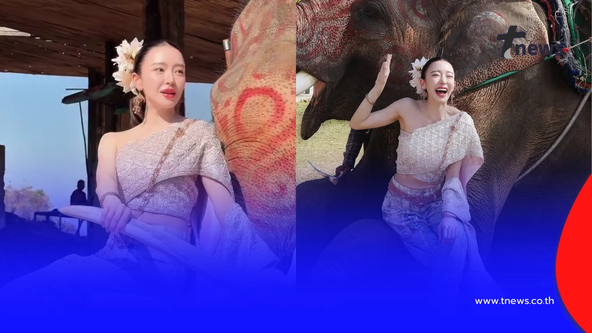 “มายด์ ณภศศิ” ใส่สไบเที่ยวสุรินทร์ แต่ช็อตนั่งงาช้างเจอดราม่า