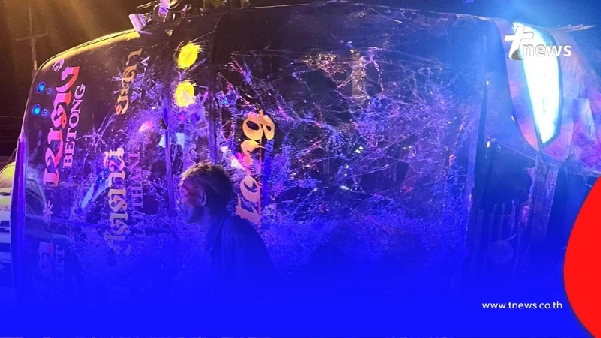 เลขทะเบียนรถทัวร์พลิกคว่ำ คนขับเสียขา - ผู้โดยสารรอดปาฏิหาริย์
