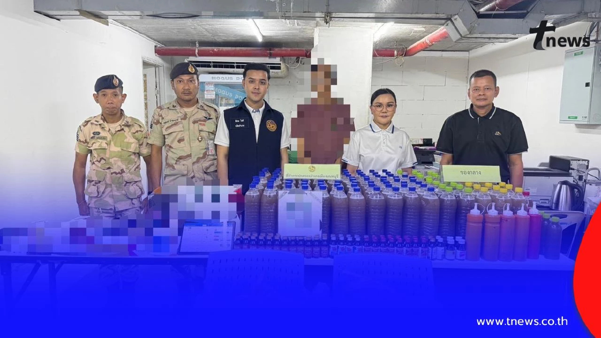 บุกจับร้านลอบขาย น้ำกระท่อม–บุหรี่–ยา กลางเมืองนนท์ ไร้ใบอนุญาต