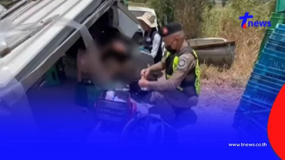 ระวังโชคชัย กระบะตู้ทึบชนเสาไฟฟ้า เจ็บ 2 ตำรวจทางหลวงเร่งช่วยเปิดทาง