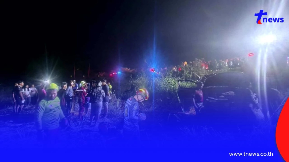 สลดอุดรฯ! รถเจ้าหน้าที่ดับไฟป่าแหกโค้งชนเสาไฟ ดับ 2 เจ็บ 4