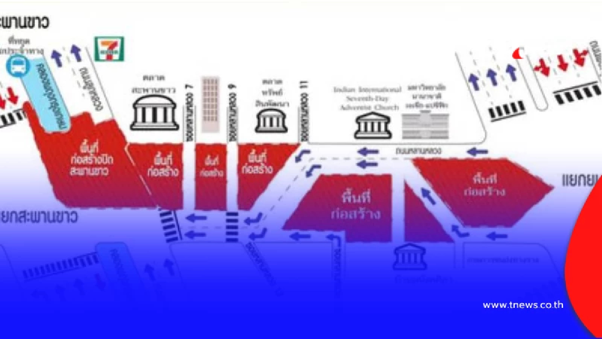 ปิดถนนหลานหลวง 1 พ.ค. - 15 มิ.ย. ก่อสร้างสายสีส้ม ตลอด 24 ชั่วโมง