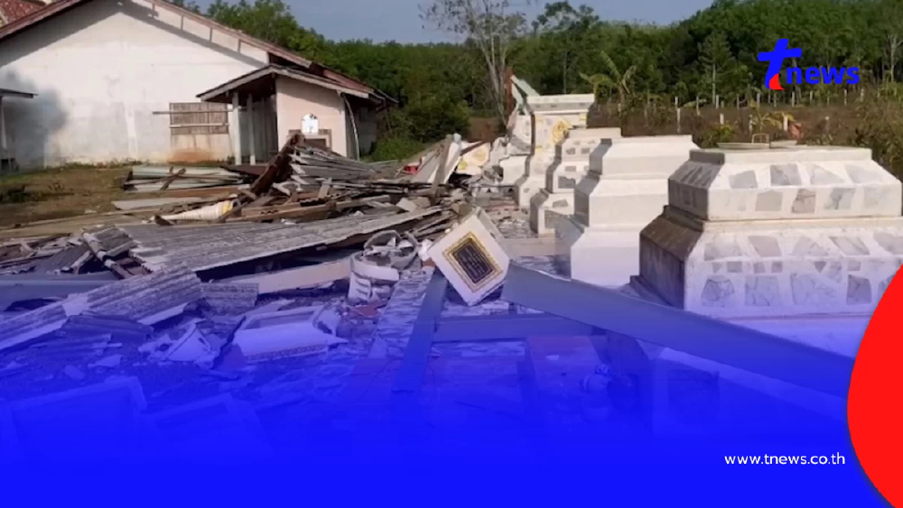 สลด! พายุฤดูร้อนถล่มทุ่งลาน 'บัวเก็บอัฐิ' พังราบหน้ากลอง