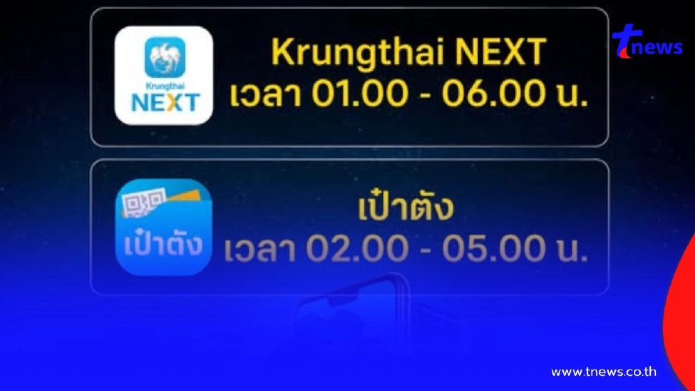 แจ้งปิดปรับปรุงระบบ "Krungthai NEXT–เป๋าตัง" ชั่วคราว 24 เม.ย. นี้
