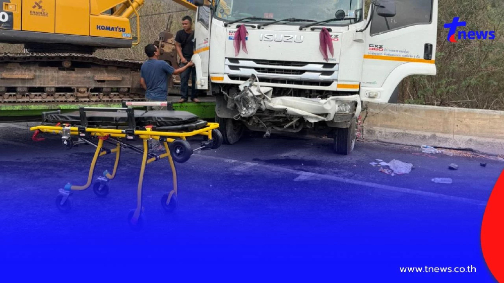 ฝนตกถนนลื่น! เทรลเลอร์ชน 2 คันรวด เจ็บ 5 สาหัส 1 รถติดยาว 3 กม.