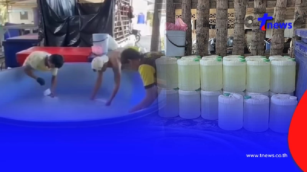 อ้วกพุ่ง บุกล้งน้ำมะพร้าวปลอม ผสมน้ำบาดาลแต่งกลิ่น ส่งขายทั่ว