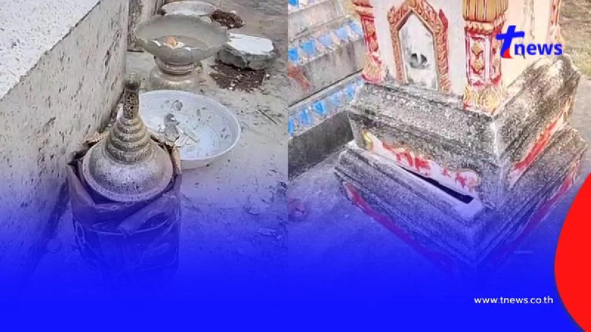 โจรใจบาปงัดธาตุเก็บกระดูก ลักผ้าไหม-เงินสด ทิ้งอัฐิเกลื่อน