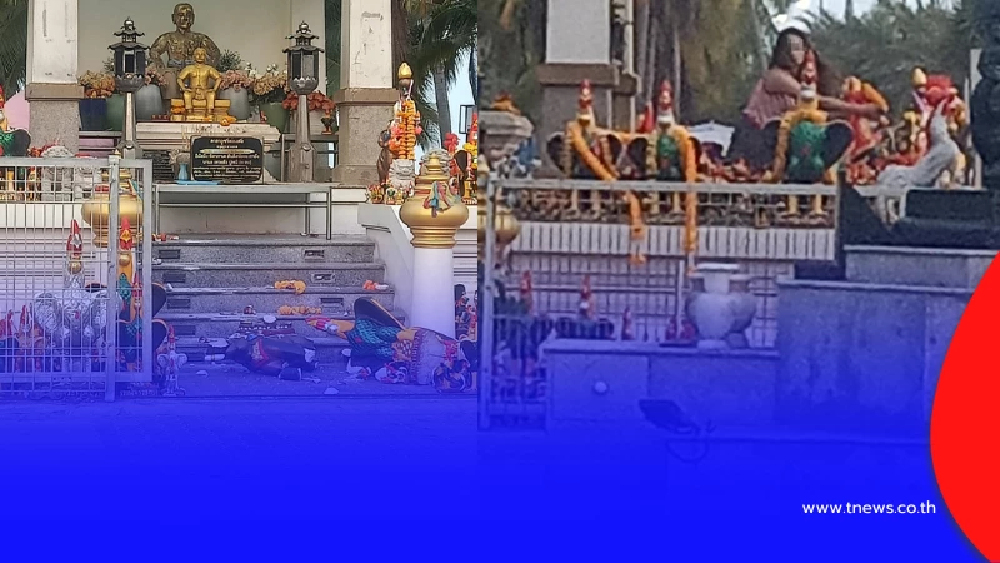 ชาวบ้านเดือด สาวบุกทำลายศาลดัง ชลบุรี ศรัทธากราบไหว้มา 10-20 ปี