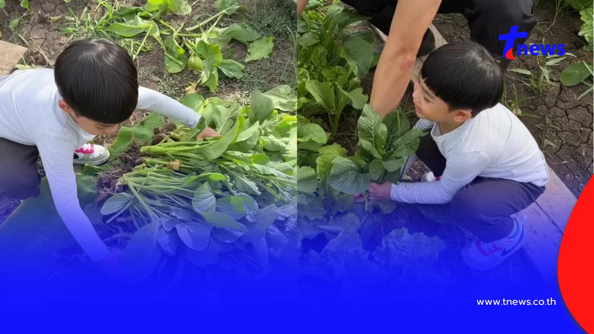 "พุฒ-จุ๋ย" พาลูกชาย "น้องพีร์เจ" แปลงโฉมเป็นชาวสวนตัวน้อย