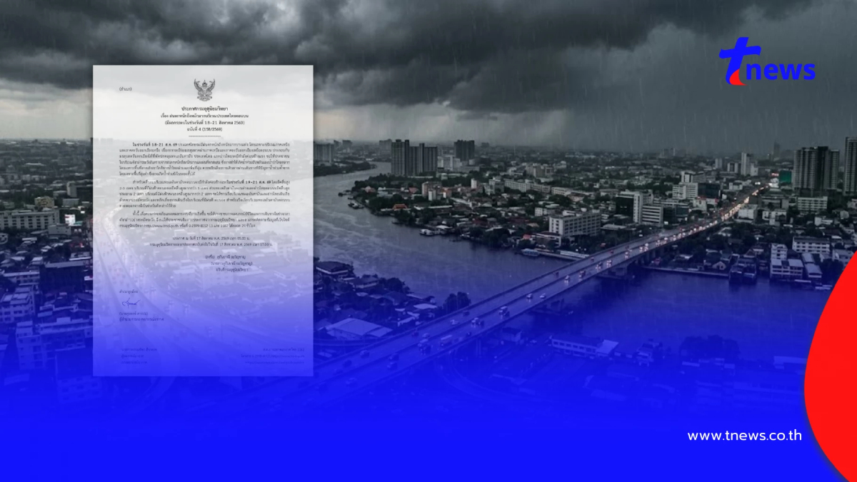 ประกาศ ฉ.4 เช็กรายชื่อจังหวัด รับมือ 18-21 ส.ค. ฝนตกหนักถึงหนักมาก